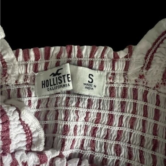 HOLLISTER ADORABLE Comfortable Red and White Striped Shirt W Elastic Great Cond. - Picture 5 of 7